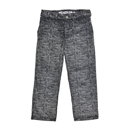 Black and white checkered pants on a white background